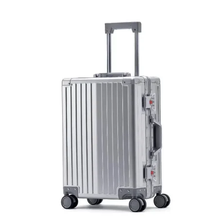 Aluminium Reisekoffer silber - mittelgroßer Rollenkoffer Trolley