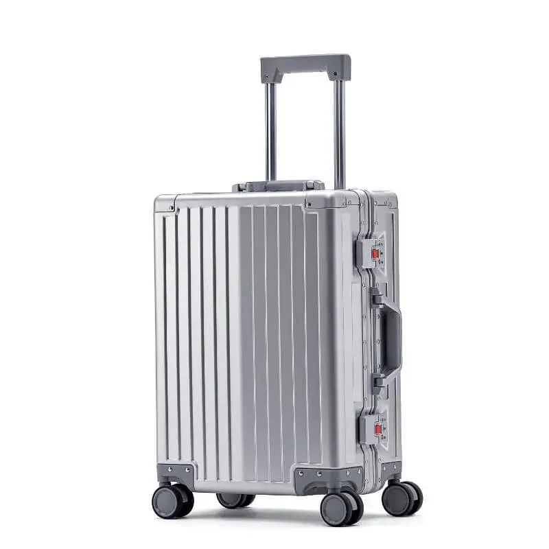 Aluminium Reisekoffer silber - mittelgroßer Rollenkoffer Trolley